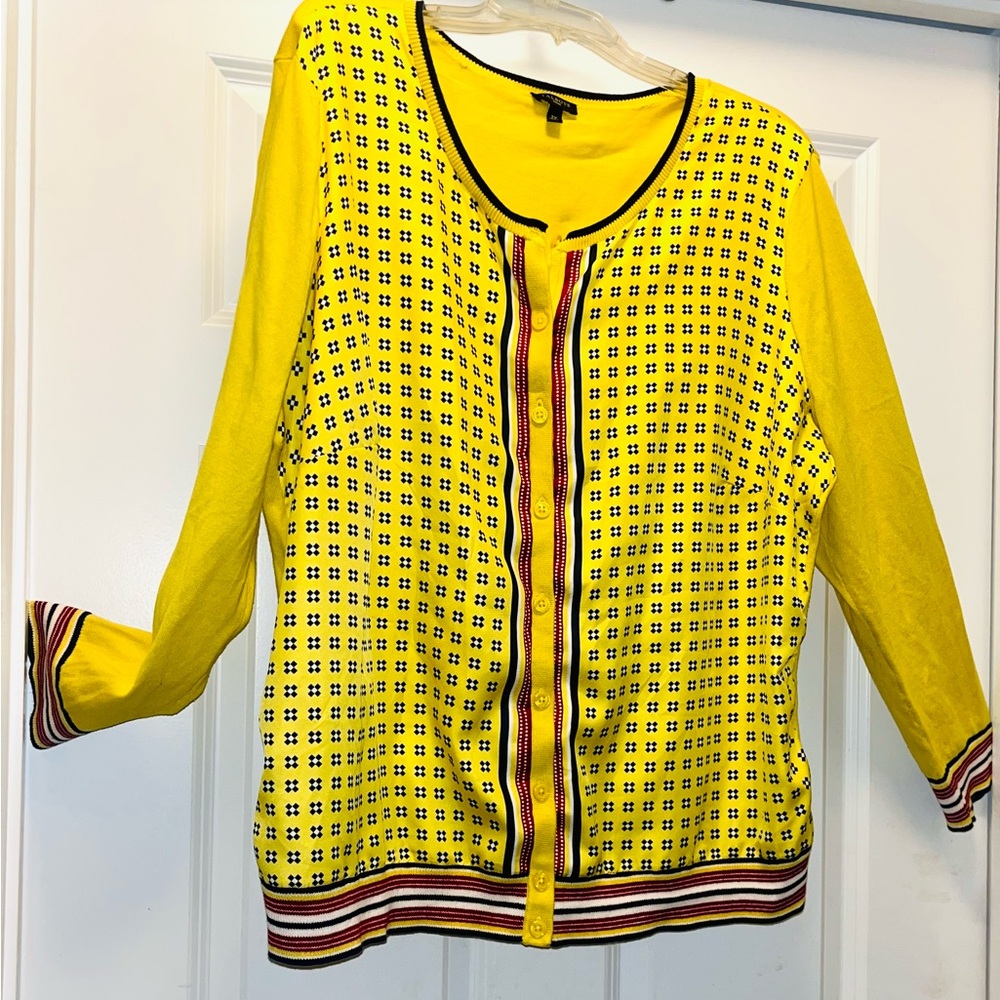 Talbots Yellow Patterned Women's Top, 2X